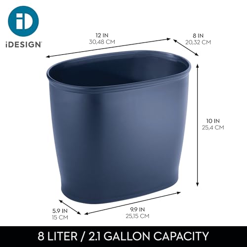 Image of iDesign Slim Plastic Bathroom Trash Can, 2-Pack, Navy | Small Garbage Bin, For Bedroom, Office, Desk, Dorm
