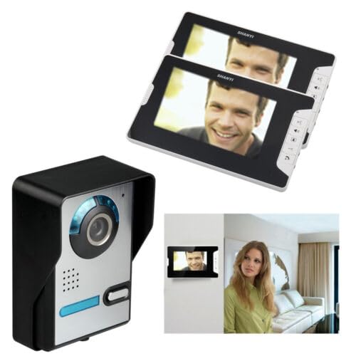 7" 4 Draht Video Türsprechanlage Klingel Sprechanlage mit Kamera 2 familienhaus,Nachtversion,Live-Ansicht und Konversation,Entsperren durch Monitor