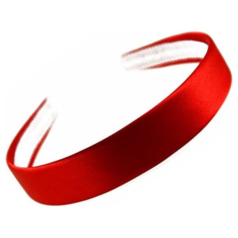 2.5cm (1") Wide Red Satin Covered Alice Hair Band Headband Cover