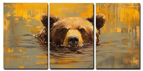 Tableaux sur toile giclée haute définition ours moderne avec châssis bois véritable