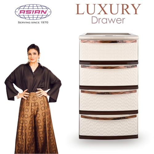 Image of Luxury Drawer 4 - Asian Plastowares | Multipurpose Plastic Drawer: Modular Chest Storage Organizer for Home, Bedroom, Kitchen, Office, School, Kids, Doctors, and Parlor (Beige)