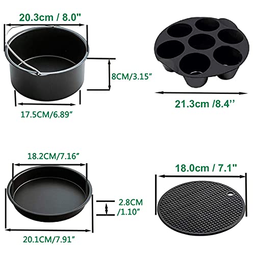Universell 20 cm varmluftsfritös tillbehör, 11 st för XXL 4,2-6,8L