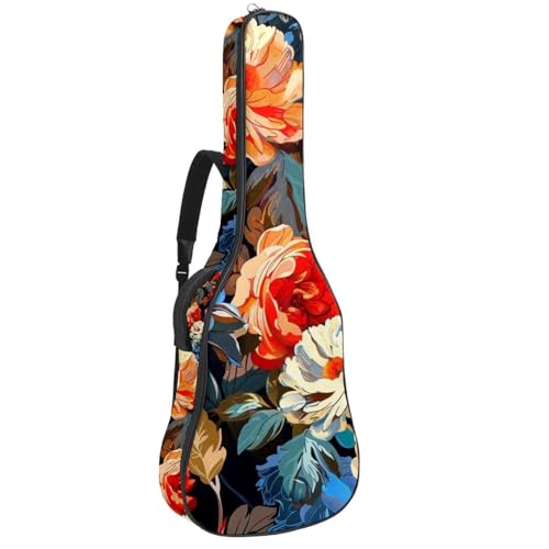 Étui guitare acoustique imperméable en tissu Oxford fleuri