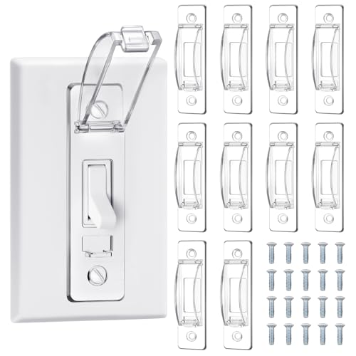 Tellegloww 10 Pcs Light Switch Guard Cover Baby Child Proof Wall Light Switch Cover Guard for Rocker Protects Your Lights or Circuits from Being Accidentally Turned on or off by Children and Adults