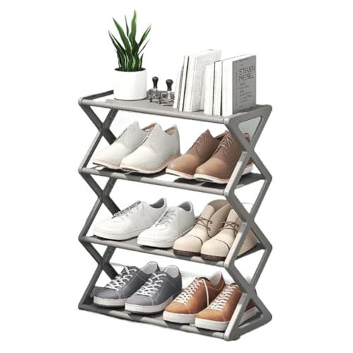 ZGCrumphant Zapatero de 4 Niveles, portátil for Dormitorio Estudiantes, estantería for Polvo Zapatero Independiente(White)