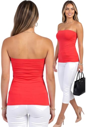 Image of ToBeInStyle Women's Cotton-Spandex Blend Stretchy Tube Top