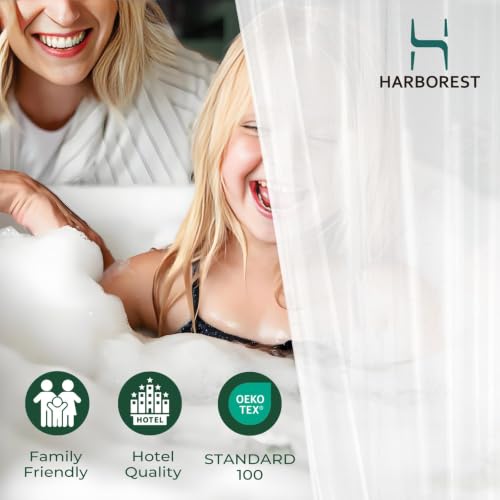 Image of HARBOREST Shower Curtain Liner with Side Suction Cups, Premium PEVA Plastic Shower Liner with 3 Magnets, Waterproof Bathroom Curtain, 72 x 72, Frosted