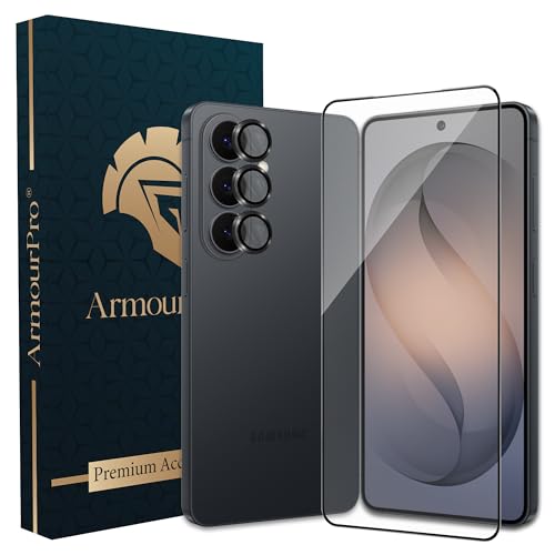 Image of ArmourPro Edge to Edge Tempered Glass for Samsung Galaxy S26 with Black Camera Ring Guard, 9H Screen Protector, Anti-Scratch, Anti-Fingerprint, Bubble-Free Installation Kit