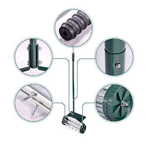 Garden Lawn Aerator with Fender Manual Roller Rolling Lawn Aerator, Heavy Duty Spike Loose Soil Push/Pull, 50IN Handle Rolling Tool for Lawn Aerator. - Thumbnail 5