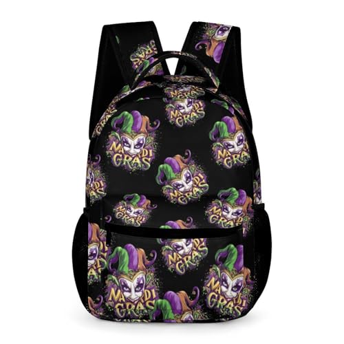 Mardi And Gras Jester Mask Travel Backpack Casual Daypack Shoulder Bag with Adjustable Shoulder Straps