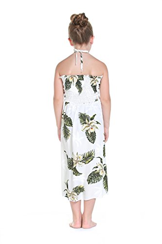Girl Hawaiian Halter Dress in Palm Green Leaf2