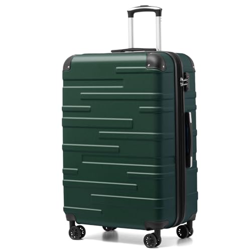 COOLIFE Hard Shell Suitcase with TSA Lock and 4 Spinner Wheels Lightweight Durable (Dark Green, L(77cm 93L))
