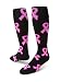 Red Lion Pink Ribbon Breast Cancer Socks Knee High ( Black / Pale Pink - Large )