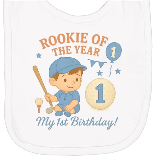 inktastic Rookie Of the Year 1st Birthday Boy Golf Theme Newborn Bib