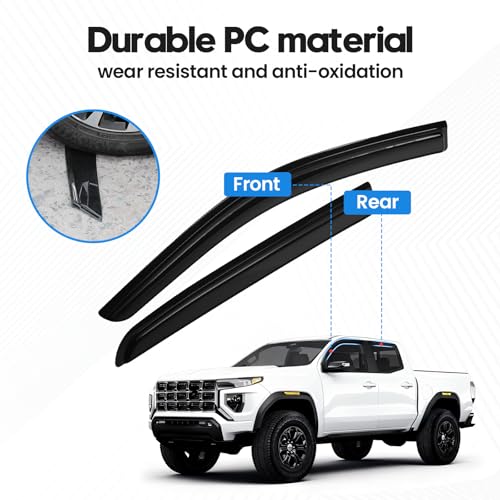 Image of Colorado Rain Guard - Window Visors for Chevrolet Colorado /GMC Canyon 2023-2025 2026, Out-Channel Side Window Rain Guards for Colorado, 4PCS, Black, Car Accessories