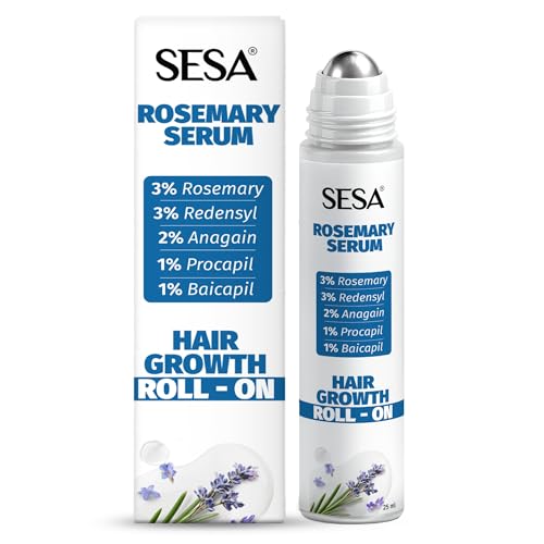 Image of Sesa Rosemary Hair Growth Serum Roll-On, 25 ml | With 3% Rosemary, 3% Redensyl, 2% Anagain, 1% Procapil & 1% Baicapil | For Hair Fall Control & Hair Density | Precision Roll - on for Targeted Scalp Application | Lightweight & Non-Sticky | For Men & Women