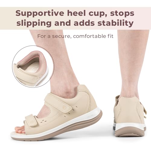 Image of FitVille Diabetic Sandals for Women Wide Width, Open Toe Orthopedic Wide Sandals for Women with Adjustable Straps and Arch Support for Bunions, Plantar Fasciitis, Swollen Feet