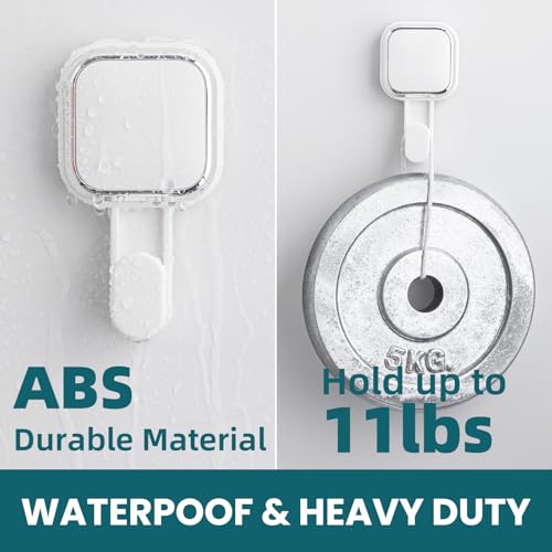 Image of TAILI Suction Cup Hooks 4 Packs, No Drilling Heavy Duty Towel Hanger, Shower Hanger for Bathroom Kitchen Hotel, Easy to Install and Remove Waterproof Wall Hooks, Square-Shaped, White, AWW073