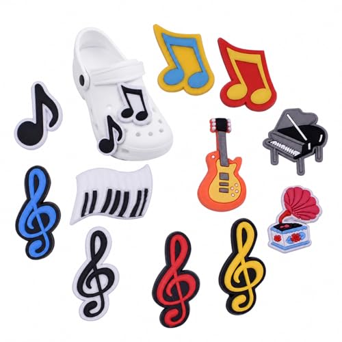 GWRFVIL Lot de 12 breloques en forme de note de musique pour adolescents - Jolies breloques décoratives pour chaussures, bracelets, bracelets et cadeaux de fête – vue 3