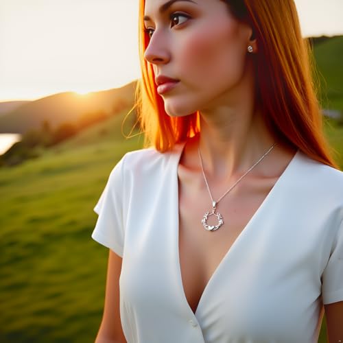 Irish Claddagh Necklace Sterling Silver 925 - Dainty Leaf Clover Wreath Pendant with Chain 20" - Good Luck Blessing Shamrock Charm - Endless Love Celtic Jewelry for Women - Handmade3