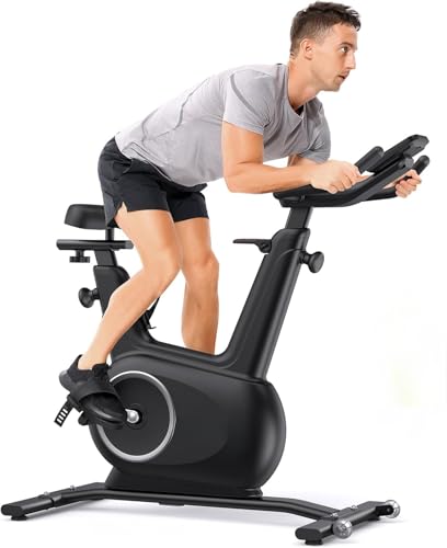 フィットネスバイク フィットネスバイク アプリ連動可能 自動負荷調整 スピンバイク 家庭用 極静音 室内バイク マグネット式 組立簡単 日本語取扱 トレーニングバイク ダイエット器具 (a)のサムネイル