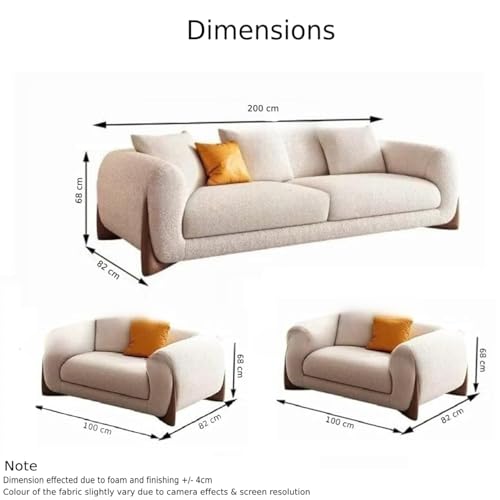 Image of Boucle Fabric Modern Design Sofa with Pillow or Strong Woden Legs Best for Living Room, Halways, Garden (3+1+1 Seater)