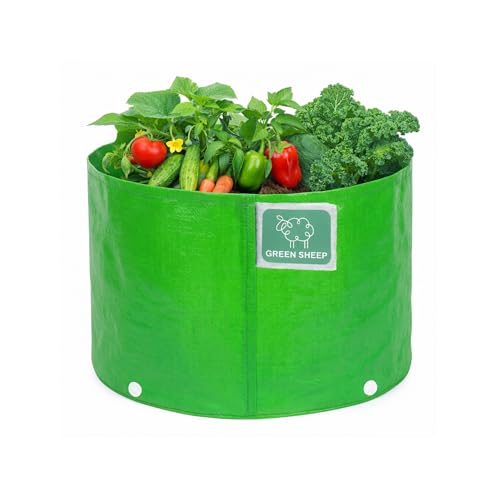 Image of GREENSHEEP HDPE Grow Bag Heavy Duty 260 GSM Round Plants Flower Growing Bags Floor Standing Mount Type for Home Garden Balcony Terrace Kitchen Nursery (Green, 18x24 inch, Pack of 1)