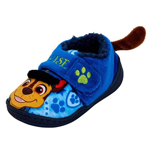 Pantuflas para niño de la Patrulla Canina, Chase, cinta adhesiva azul, talla 9 UK 27 EU