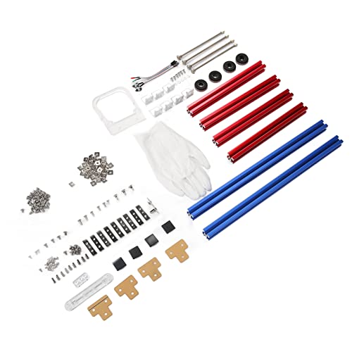 ciciglow DIY Open Frame Case, chasis de computadora de aleación de aluminio para placa madre Micro-ATX, soporte para 4 ranuras PCI, fuente de poder ATX grande, color Azul Rojo miniatura 7
