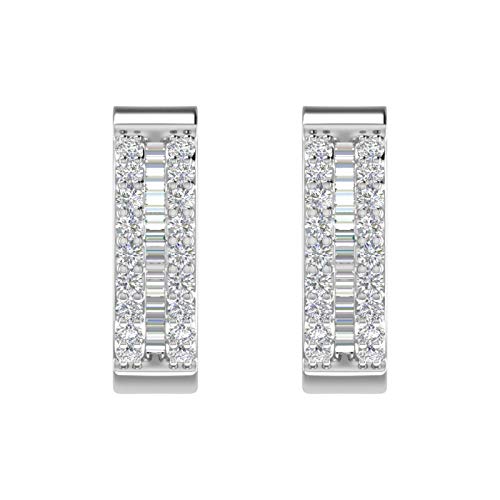 1/4 Carat Diamond Hoop & Huggies Earrings in 10K Gold or in 950 Platinum2