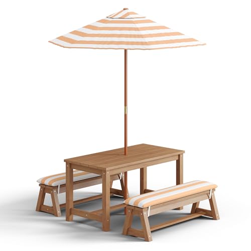 Blishom Ensemble d'Assise pour Enfants avec Parasol, Ensemble d'Assise d'Extérieur avec Coussins,...