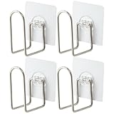 Sewroro Soporte de Tapa de Olla de Acero Inoxidable sin Perforaciones, Organizador de Cocina Transparente 4 Piezas para Almacenamiento en Pared, Adecuado para Ahorrar Espacio en Cocinas