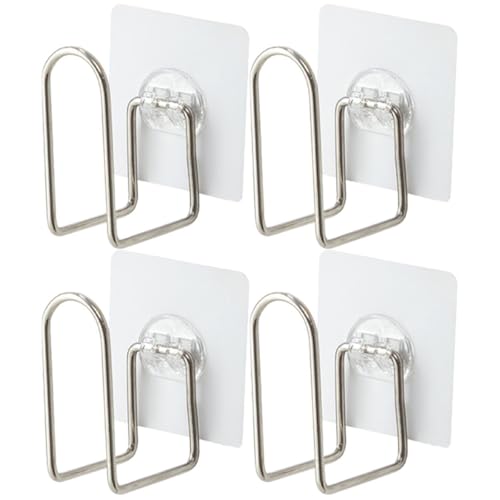 Sewroro Soporte de Tapa de Olla de Acero Inoxidable sin Perforaciones, Organizador de Cocina Transparente 4 Piezas para Almacenamiento en Pared, Adecuado para Ahorrar Espacio en Cocinas