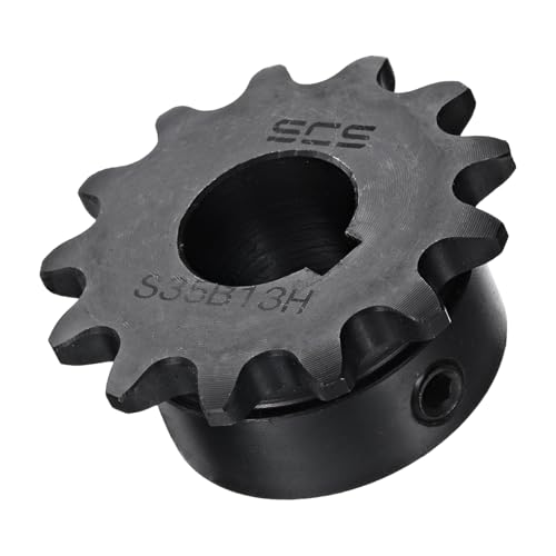 Image of uxcell #35 Chain Roller Sprocket B Type, 5 /8 inch Bore 13 Tooth Single Strand Chain Sprocket, Carbon Steel, Keyway with Set Screws