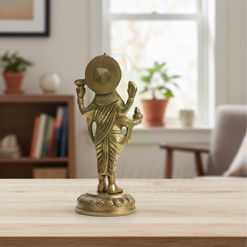 Image of Brass Dhanvantri Statue /Idol for Vastu Shastra and Feng Shui Remedies for Home Decor Statue /SHOWPEICE Product Decorative Items /VASTU Remedy, 7 x 7 Cm