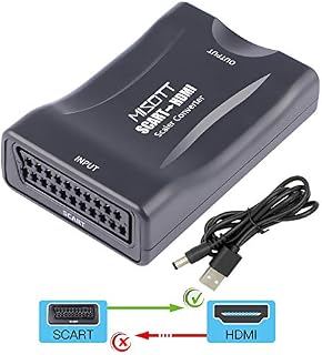 Scart to HDMI Converter for TV, MISOTT Scart Input HDMI Output Converter(Only Power Cable Included)