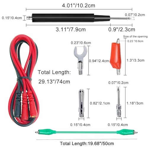 Image of Multimeter Leads, Premium 16-in-1 Multimeter Leads Kit, 10 Pcs Alligator Clips with Wires for Power Testing Needle for Electronics, Banana Plug, Circuit Connection, Experiment