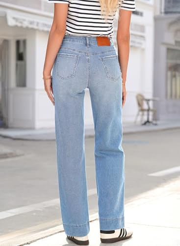 Image of Sidefeel Women's High Waisted Straight Leg Jeans Drawstring Denim Pants