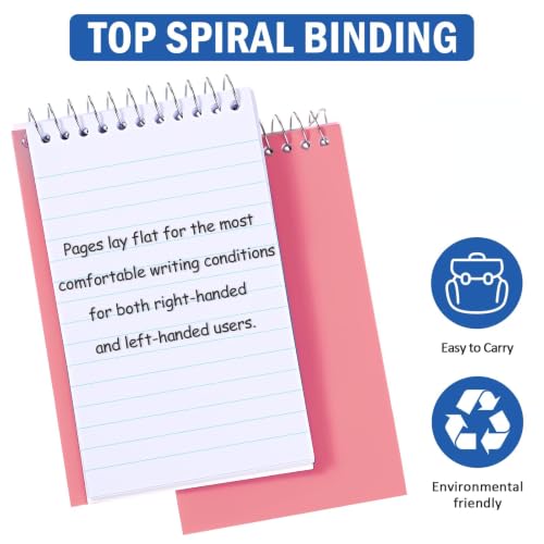 Image of Teling 100 Pieces Spiral Memo Pads Bulk 3 x 5 Inch Small Note Pads Top Bound Lined College Ruled Paper Mini Notepad Pocket Spiral Notebooks for School Office Home Supplies, 75 Sheets (Fresh Colors)