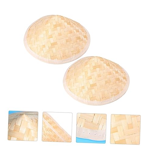 Toyvian 2pcs Boys and Girls Sun Hats Lightweight Uv Weaving Hats for Boy Girl Comfortable and Headwear for Outdoor Activities Beige2