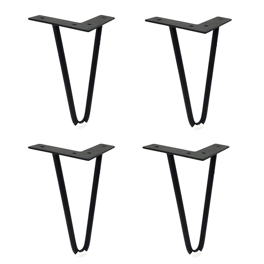 4 pezzi Gambe per tornanti, Gambe per Mobili in Ferro, con protezioni per pavimenti in gomma e viti, per casa, progetti fai da te, TV e divano(Color:Black,Size:12cm)