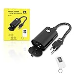 Minoston Outdoor Remote Control Outlet Wireless Remote Plug Weatherproof Heavy Duty 15A 125V, 100 FT