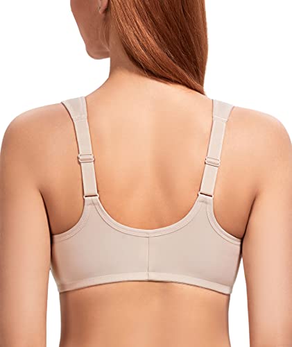 Dotvol Women's Plus Size Front Closure U-Back Underwire Wide Strap Everyday Bra(Beige,38Dd) #TOP1