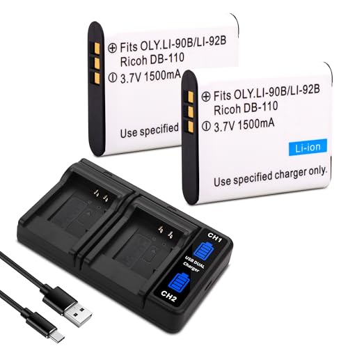 DB-110 2-Pack Battery & Dual USB Charger for Ricoh GR III