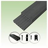 Woodstore24 Terrassendielen WPC Komplettset 3D Holzstruktur Woodo Mykonos (25 x 145mm...