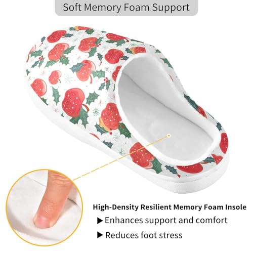 Fuzzy Memory Foam Slippers for Women/Men Apple Snow Pattern Fluffy Winter House Shoes Indoor and Outdoor3