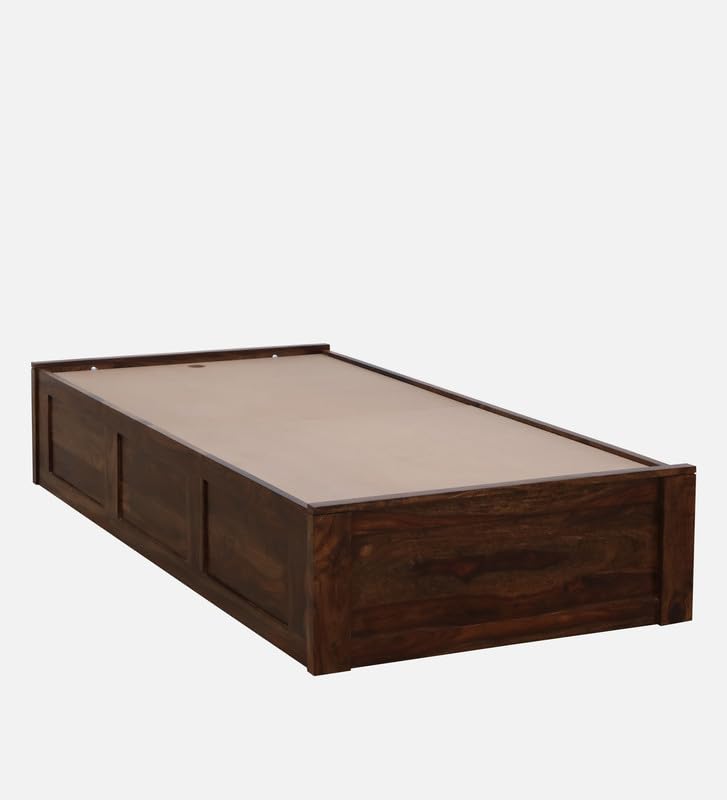 Image of Solid Sheesham Wood Urban Single Bed with Box Storage | Wooden Single Bed Cot Palang Furniture for Bedroom Living Room Home and Hotel (Provincial Teak Finish)