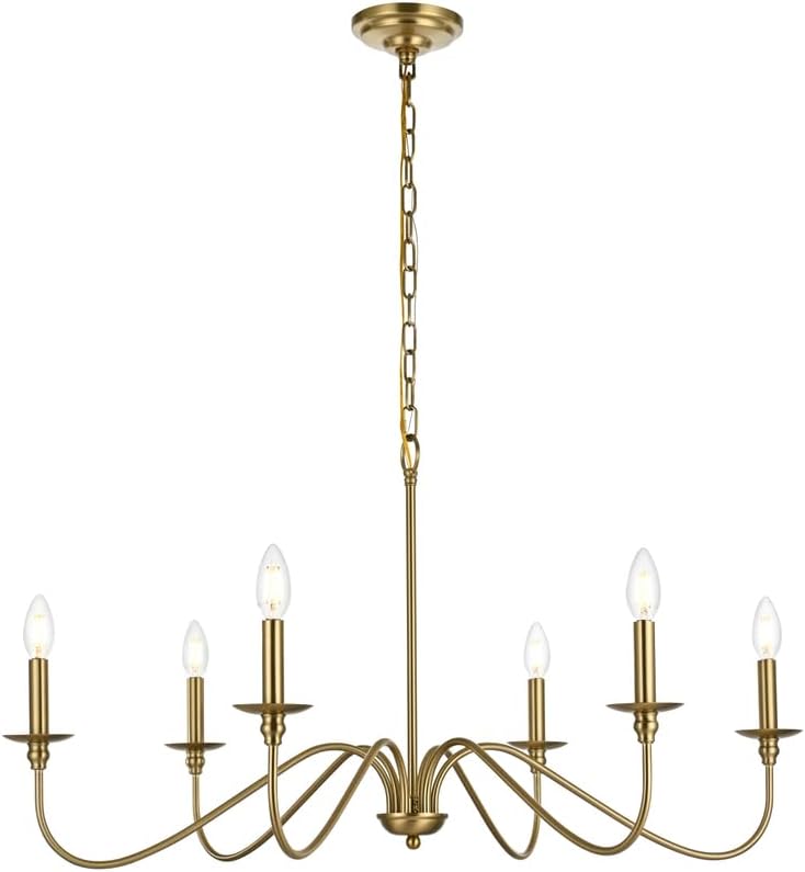 Rohan 36" 6-Light Transitional Metal Chandelier in Satin Gold