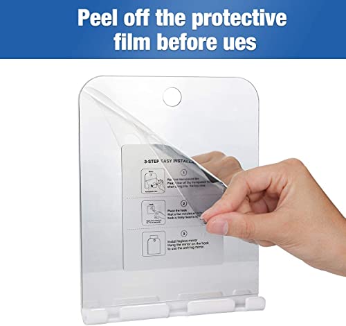 Funerom 5.4X5.1 Inch Fogless Bathroom Shaving Mirror With Built-In Razor Holder Includes 4 Adhesive Hooks 2 Anti-Fog Film Anit-Fog Shower Mirror Frameless Portable Square #TOP6