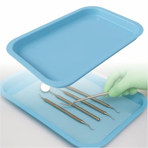 Dental Procedure Tray - Autoclavable Flat Instrument Organizer for Clinics, Labs, and Offices, Reusable, 13.4\"L Ã— 9.6\" W Ã— 2\" (1, Blue)